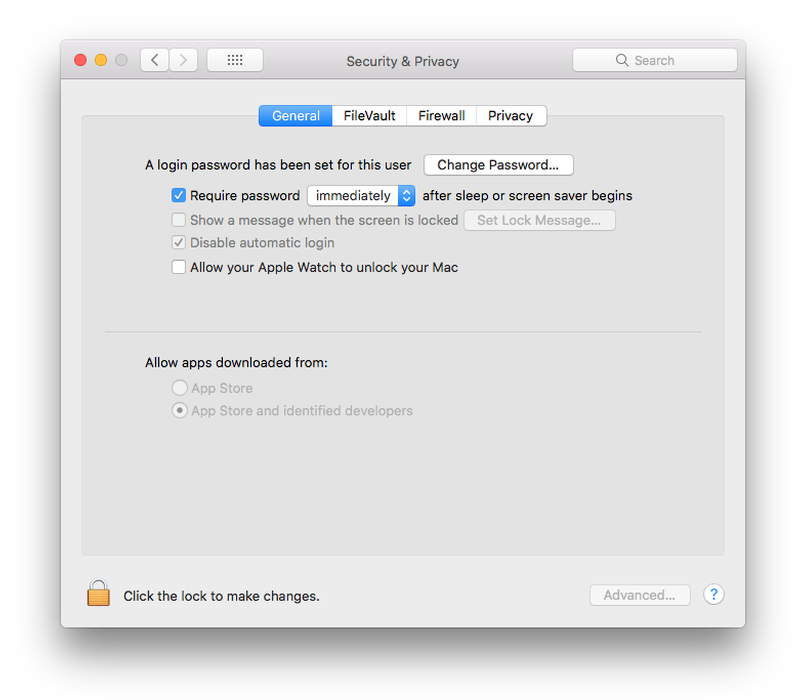 Mac App Security Preference
